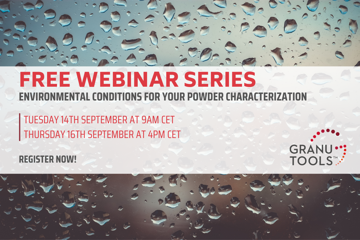 banner of our next webinar in September 2021 focusing on powder characterization techniques